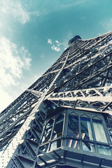 Eiffel Tower from Below – Iconic Paris Landmark in High-Resolution - vintage Eiffel Tower