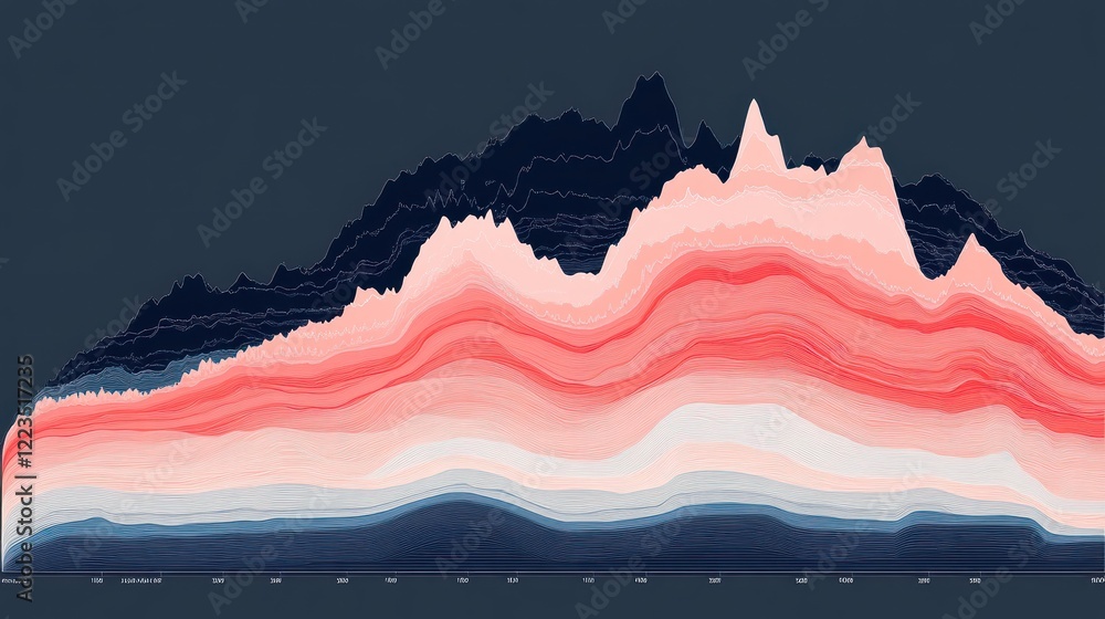 Aufkleber Abstract Layered Mountain Range Visualization Data