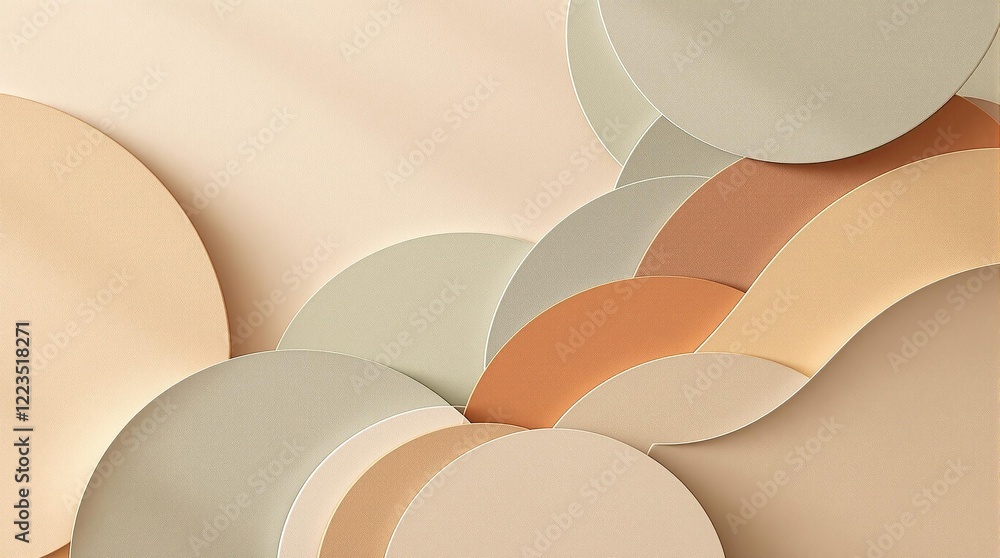 Poster abstract geometric pattern with earthy tones and overlapping circular shapes