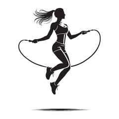 Silhouette of a person jumping rope for energetic visuals - jump rope person silhouette - jump rope person vector - jump rope person illustration - jump rope silhouette - jump rope vector
