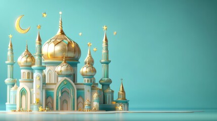Obraz premium a mosque with elegant golden domes and intricate architectural details