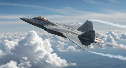 F-22 Raptor Jet Fighter in Flight Stunning Aerial View