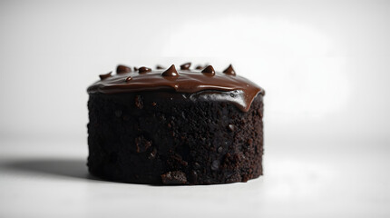 Moist brownie dark Chocolate Cake with rich cream Frosting on isolated white background