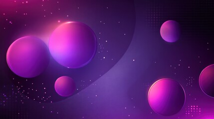 Abstract Cosmic Spheres Glowing In Purple Nebula