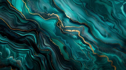 Black, Dark Teal, Jade, Emerald, Sea, and Aventurine Green Abstract Background, Blending Rich, Deep Tones to Create a Luxurious and Calming Visual Experience