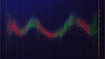 Naklejka premium Abstract black background with Colorful charts and graphs with statistics to innovative analyze business potential and forecast future development of companies growth.