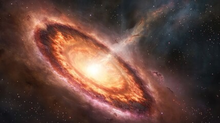 Fototapeta premium Fiery Cosmic Nebula Bright Star Formation