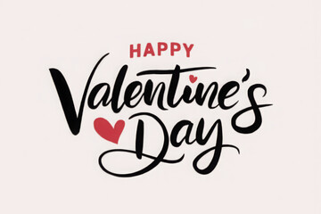 Obraz premium Happy Valentine's Day. Handwritten calligraphic lettering with red hearts. 