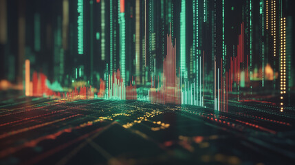 Abstract black background with Colorful charts and graphs with statistics to innovative analyze business potential and forecast future development of companies growth.