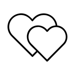 Two Overlapping Heart Symbols - A minimalist line art icon of two overlapping heart shapes, symbolizing love and connection