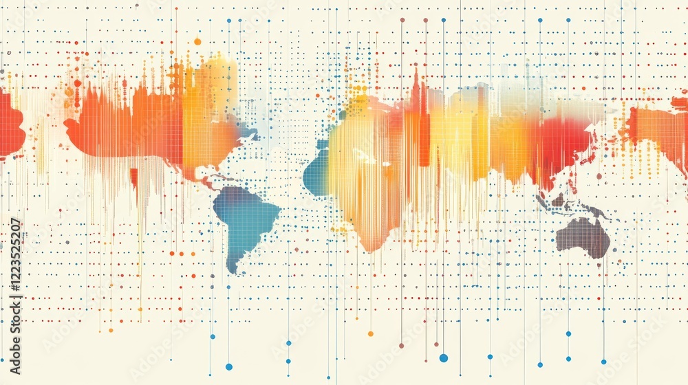 Poster Abstract World Map Data Visualization Colorful Design