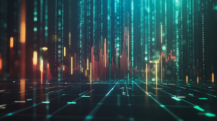 Abstract black background with Colorful charts and graphs with statistics to innovative analyze business potential and forecast future development of companies growth.