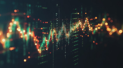 Fototapeta premium Abstract black background with Colorful charts and graphs with statistics to innovative analyze business potential and forecast future development of companies growth.