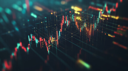 Abstract black background with Colorful charts and graphs with statistics to innovative analyze business potential and forecast future development of companies growth.