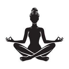 Calm meditative silhouette of a person for wellness designs - meditation person silhouette - meditation person vector - meditation person illustration
