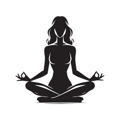 Tranquil meditation posture of a person in silhouette - meditation person silhouette - meditation person vector - meditation person illustration
