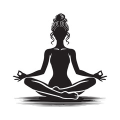 Peaceful silhouette of a person in a seated meditation pose - meditation person silhouette - meditation person vector - meditation person illustration
