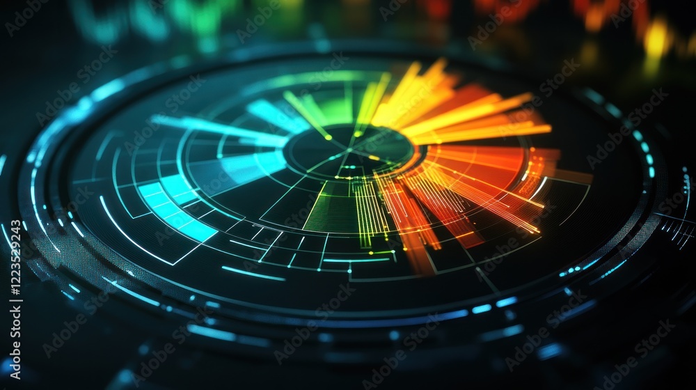 Poster Abstract Circular Data Visualization Colorful Display