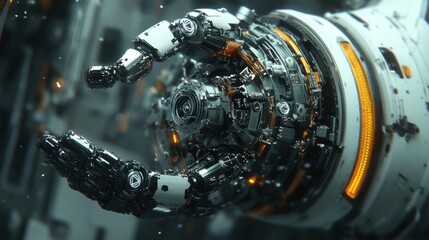 Fototapeta premium Futuristic Robotic Arm Detailed Mechanical Design