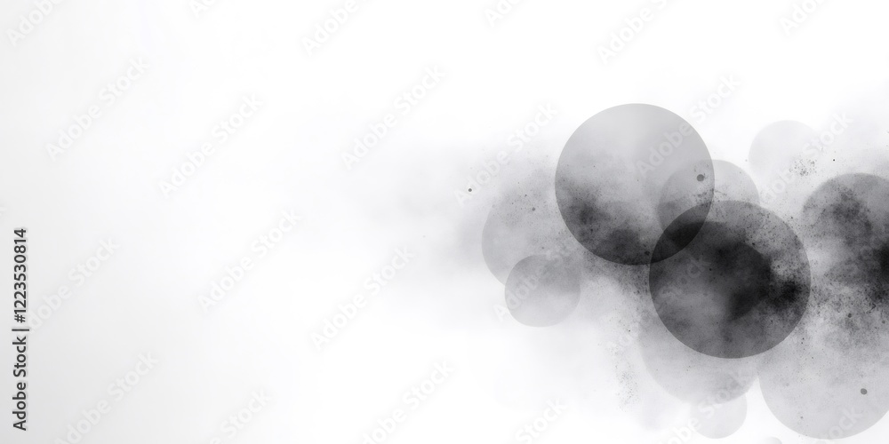 Poster abstract design featuring overlapping gray circles on a light background, creating a minimalist and 