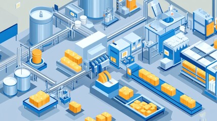 Obraz premium Automated Dairy Product Packaging Factory Process