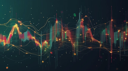 Abstract black background with Colorful charts and graphs with statistics to innovative analyze business potential and forecast future development of companies growth.