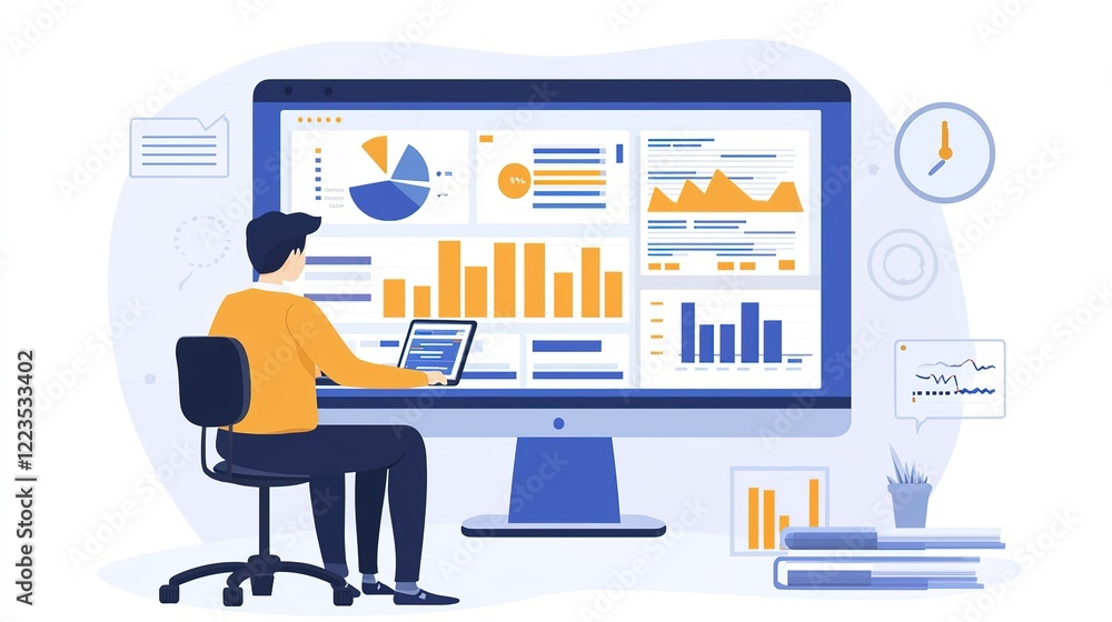 Poster data science insights analyzing chaos and quality in business office environment infographic viewpoi