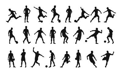 Set of Football, Soccer player silhouettes