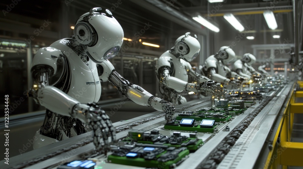 Poster Robots Assemble Electronic Components on an Automated Assembly Line