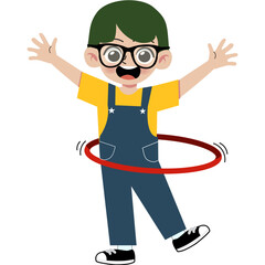 Kid playing hula hoop