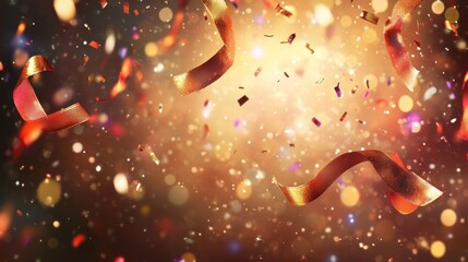 Golden ribbons and confetti celebrate a festive occasion