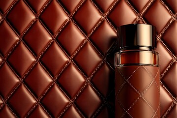 Obraz premium Sleek product stage against a classic quilted leather background, blending luxury with modern design.