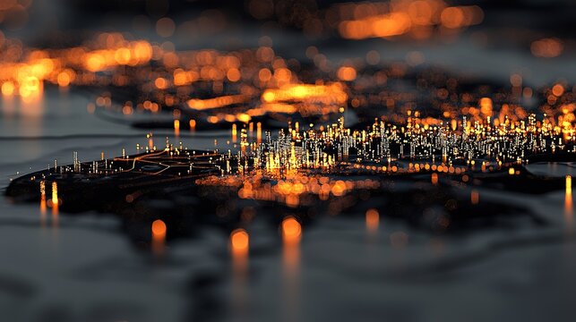 Futuristic visualization of quantum analytics urban landscape digital art nighttime aesthetic concept - Powered by Adobe