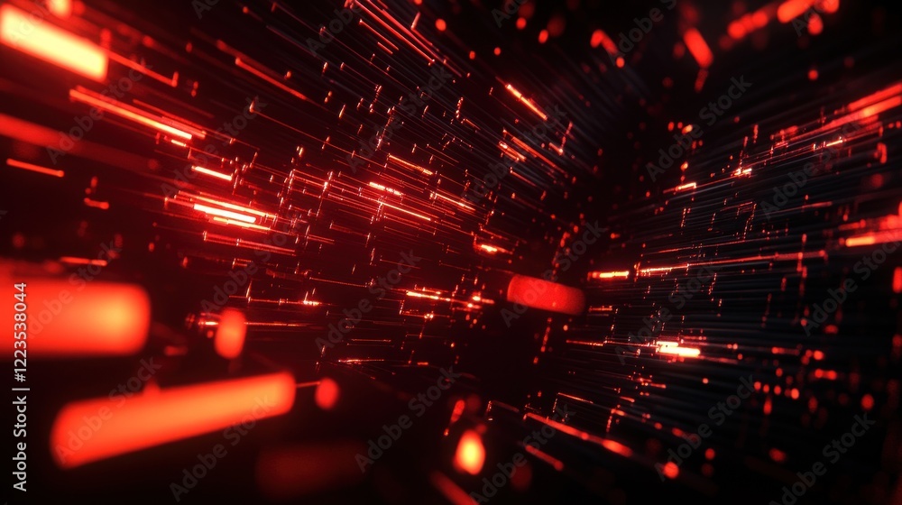 Aufkleber abstract red glowing lines in dark space