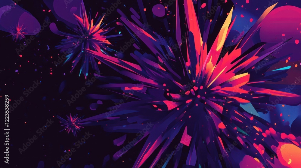 Aufkleber Abstract Colorful Explosion of Sharp Geometric Shapes