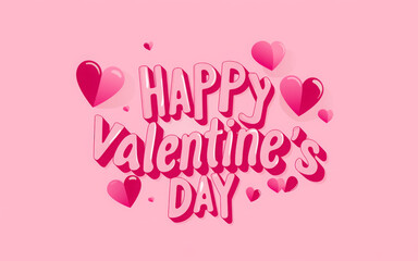 happy valentine 3d text children cartoon effect design 
