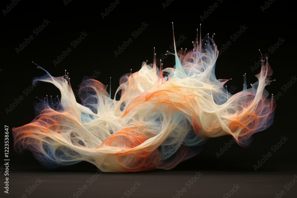 Poster colorful smoke creating abstract shapes on a dark background, perfect for design projects needing a 