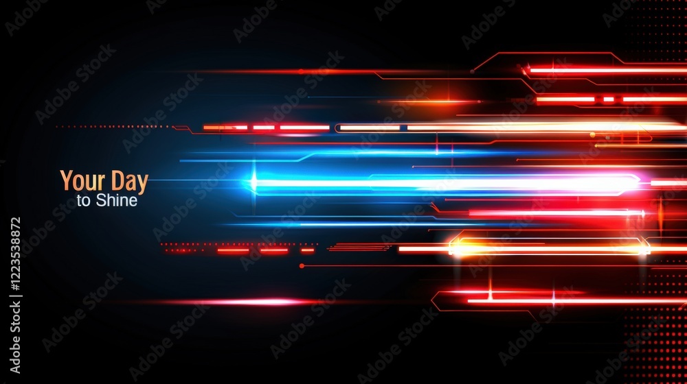 Poster dynamic light trails representing action and inspiration in a digital environment abstract design mo