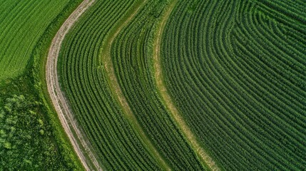 Naklejka premium Aerial View of Serene Rolling Green Fields