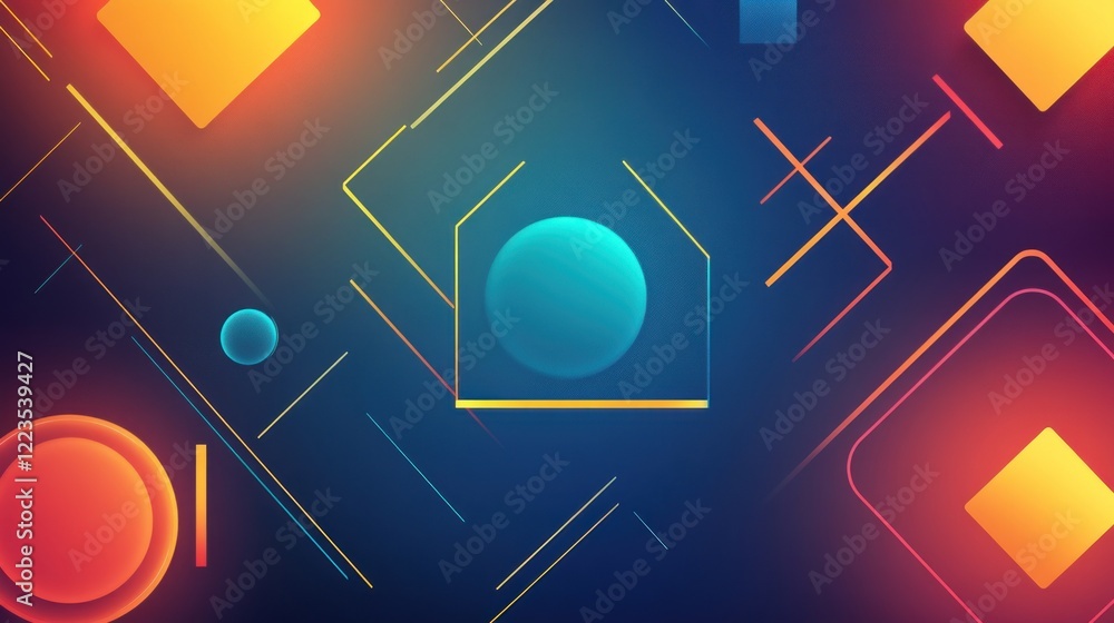 Poster abstract geometric design with vibrant colors and shapes