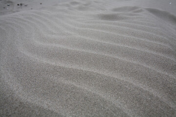 Close up image of ripples in the sand on a beach