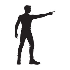Clean and sharp silhouette of a person pointing - pointing person silhouette - pointing person vector - pointing person illustration - pointing silhouette - pointing vector
