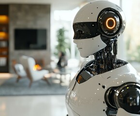Fototapeta premium Modern humanoid robot in stylish indoor setting