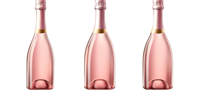 Elegant Pink Rose Sparkling Wine Bottles Design food drink glass label party shiny crisp  