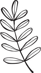 Stylized Sprig Illustration in Modern Minimalist Black and White Design. Vector illustration for postcards, patterns, wrappers, designs
