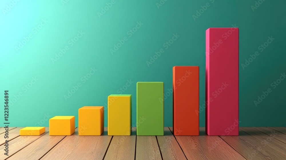 Poster colorful blocks showcase ascending growth pattern