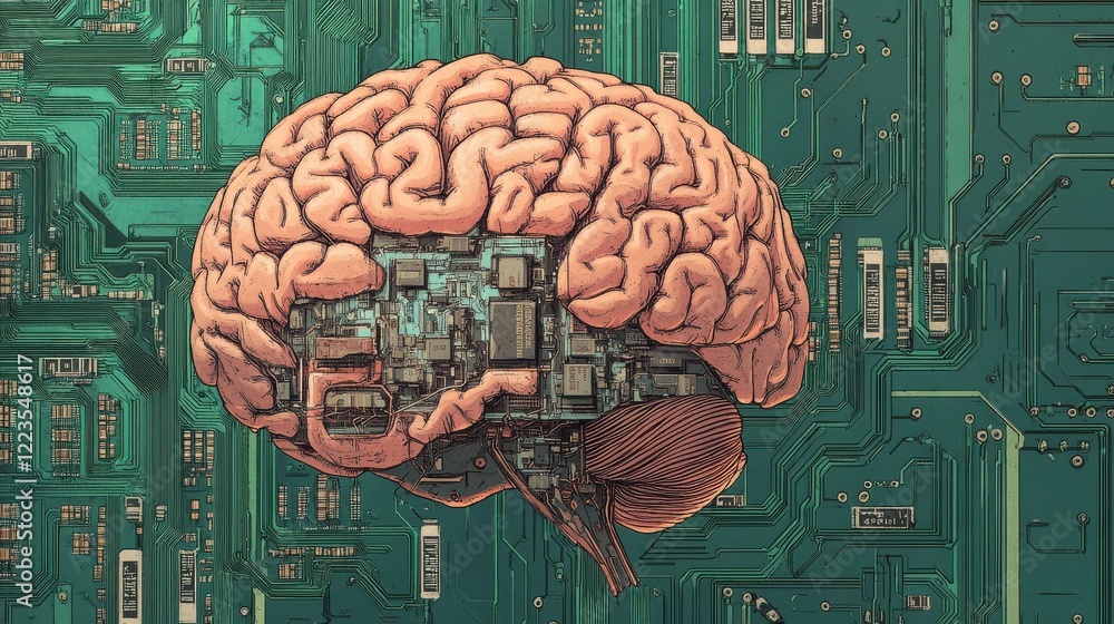 Poster digital integration: human brain merging with circuit technology
