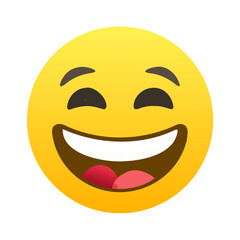 Fototapeta premium Laughing emoji with open mouth and bright eyes