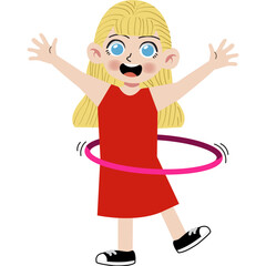 Little girl playing hula hoop