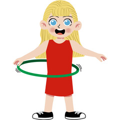 Obraz premium Kid playing hula hoop